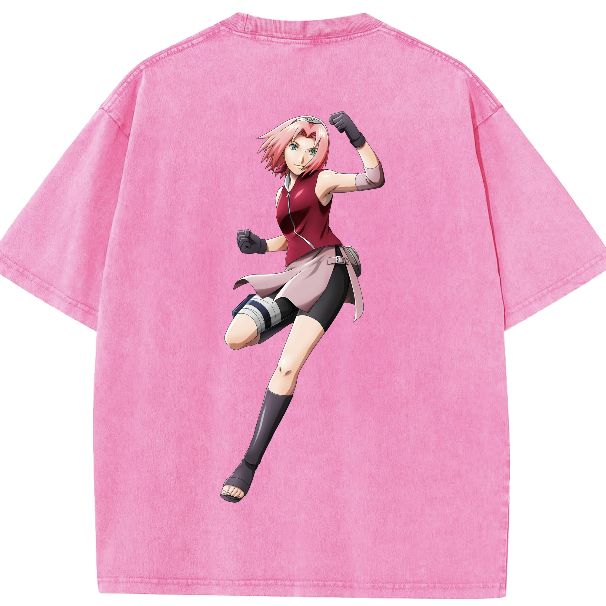 （画像用） NARUTO -ナルト- 春野サクラ Haruno Sakura 綿100% ヴィンテージ風 半袖Tシャツ（背面プリント）